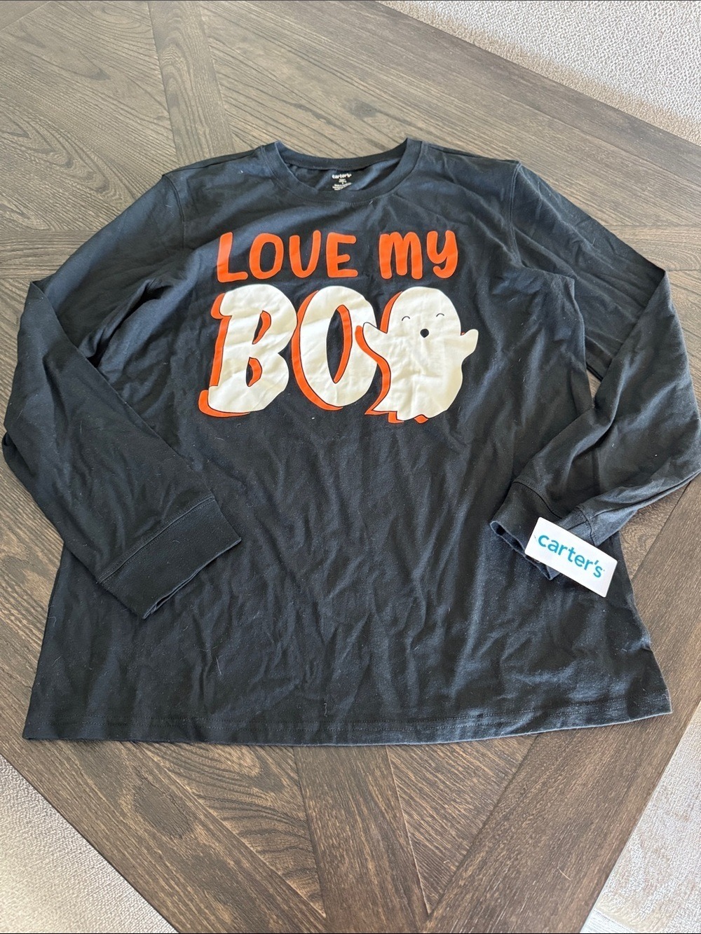 Carter's Black Halloween Graphic Long Sleeve Tee Adult